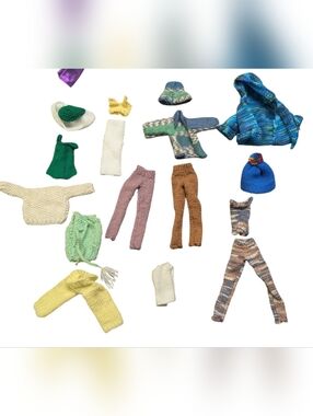 Handmade Knit Doll Clothes Lot 🧶 Barbie Outfits Cozy Vintage Bundle